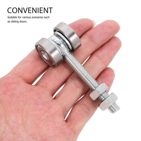 Hand holding Detachable Double Bearing Groove Sliding Door Pulley 2.79 Inch Stainless Steel Track Roller for sliding doors and gates.