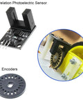 LM393 H2010 Infrared Photoelectric Sensor Module with 10mm optical slot and encoders for counting and motor speed measurement.