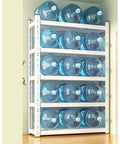 Heavy Duty 5 Tier Adjustable Metal Wire Shelving Unit Delivers Boss Level 200 Pound Shelf Load For Garage Kitchen Warehouse And Basement with water jugs.