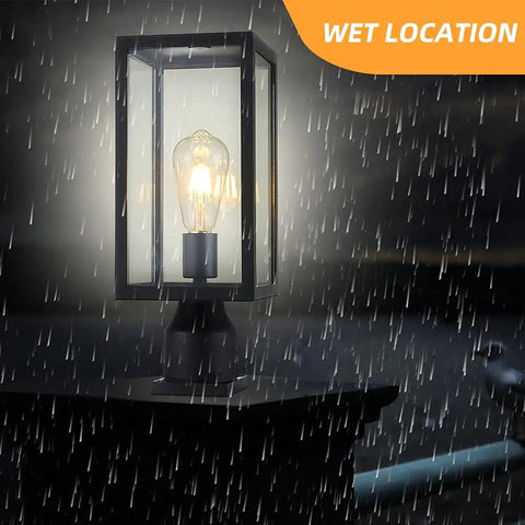 Big 15 Inch Outdoor Post Light Waterproof Cast Aluminum Lamp Post Fixture With Pier Mount Base in rain
