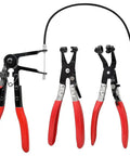 3 Piece Hose Clamp Pliers Set With 45 Degree Angle Flat Belt Plier, Wide And Flat Band Pliers, And 24 Inch Long Reach Wire Spring Plier