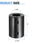 Rigid Shaft Coupling 1-1/8 Inch Bore, 2-1/8 Inch Outer Diameter, 3 Inch Length With Two Set Screws, Black Oxide 1045 Steel
