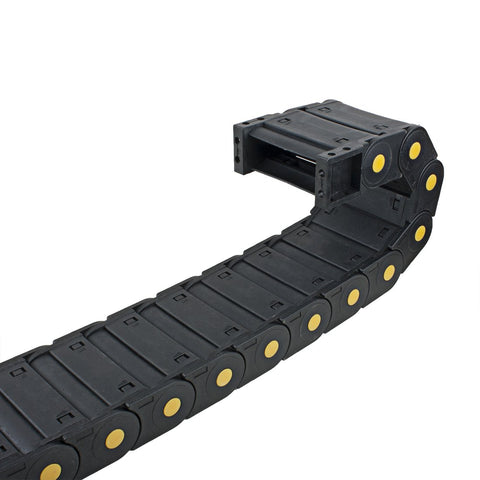 R55 25mm By 77mm Plastic Cable Drag Chain Wire Carrier With Openable Cover Closed Type 1 Meter Long for robotics and industrial machinery.