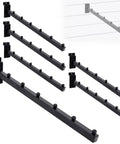 Slatwall Waterfall Hooks Set Of 6, 15.75 Inch Ball Hangers, shown in black metal for wall-mounted closet organization
