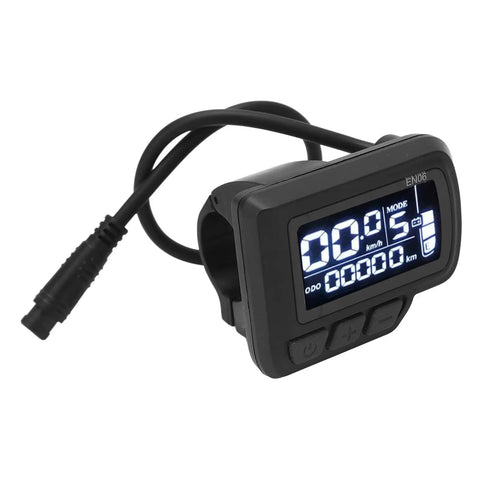 LCD Electric Bike Display Meter With SixPin Wire And Light Connector For 22.2mm Handlebar Compatible With 24V 36V 48V 60V Ebikes Clear High Contrast Readout Premium ABS Panel Lightweight And Durable