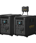 Beefy 6144Wh Portable Power Station Paired With Two 200W Foldable Solar Panels For Seamless Whole Home Backup And Weekend Getaways Engineered To Crush Unexpected Grid Failures While Delivering Zero Hassle Performance Daily black portable power station with dual units and multiple output ports.