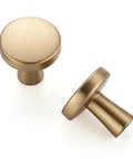 Champagne Bronze Cabinet Knobs 1 Inch Round Drawer Knob Set 30 Pack With 60 Screws For Easy Mount—round knob shown front and side