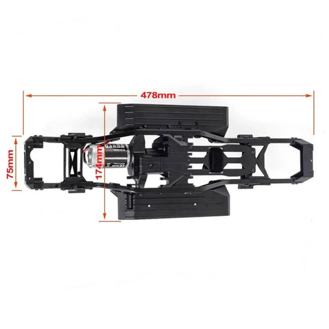 Top view of 313mm Wheelbase Nylon Crawler Chassis Kit With Front And Rear Axles 2 Speed Transmission for RC builds.
