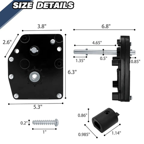 Diagram showing dimensions of Beefy Aluminum Fifth Wheel Landing Gear Box For RVs And Campers Universal Mount OEM Gearbox