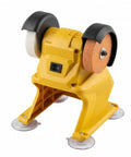 Kickass Compact Bench Grinder Featuring Dual Wheel Sharpening And Polishing Rig With Rugged Suction Base visible from the front angle.
