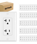 20 Amp 125 Volt Tamper Resistant Decorator Outlet Receptacle With Grounding White UL Listed High Impact Thermoplastic Wall Plate Included Grab And Go Ready For Home And Office 50 Pack
