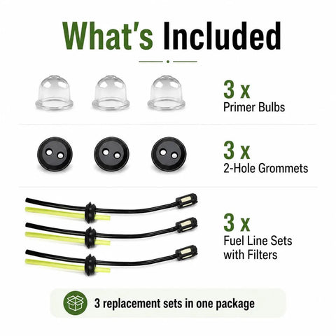 Heavy Duty Fuel Line Repair Kit With Built In Filter For Honda FG110K1AT Lawn Mower, 3 primer bulbs