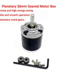 36mm Planetary Gear Motor Gearbox for Brushed DC Motors with 8mm shaft, gears, screws, and tools displayed