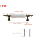 4 Pcs Ceramic Cabinet Pulls Antique Drawer Knobs Hardware For Dresser, Door, And Cupboard, 3.07 Inch Center Hole, 4.92 Inch Total Length