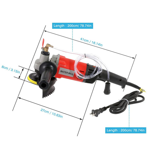 Powerful 1400W Wet Polisher Grinder With 110V Operation 4 Inch Variable Speed Stone Polisher Kit dimensions shown