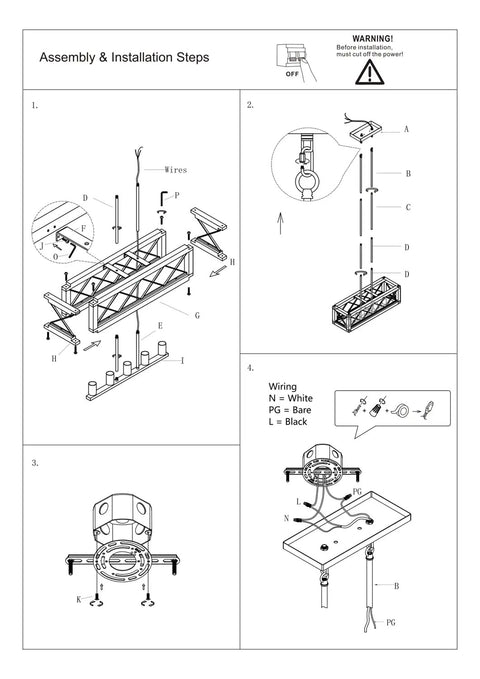 Assembly guide for Farmhouse Style Metal Kitchen Island Light Fixture With Wood Frame Pendant Lights Height Adjustable Hanging Chandelier Five Light Iron Linear Chandelier For Dining Room E26 Base Matte Black Finish.