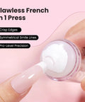 Six Piece French Tip Nail Stamp Kit With Silicone Stamper Replacement Heads And Scrapers showing precise nail stamping