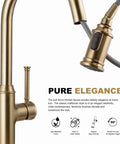 Sharp Looking Champagne Gold Kitchen Faucet With Pull Down Sprayer And Single Handle Mixer Designed For No Sweat Installation And A Classy Vibe In Your Kitchen, showcasing elegant sprayer design.