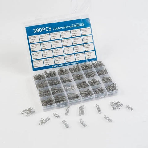 Heavy Duty 420 Piece HanOaki Compression Springs Assortment Kit In Various Sizes Made From Tough 304 Stainless Steel Brass For Hot DIY Repairs And Industrial HVAC Control Systems Today. 390-piece 304 stainless steel compression springs assortment kit in organizer box