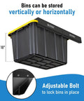 Overhead Garage Storage Rack System For Ceiling Tote Bins Heavy Duty Hanging Rails Metal Shelving For 27 Gallon Totes 4 Set Black
