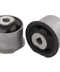 Close-up of bushings from Beefy 1 Axle Mount And 2 Axle Bushings Front Differential Mount Set For Jeep Commander 2006 2010 And Grand Cherokee 2005 2010 Black Durable Replacement Upgrade.