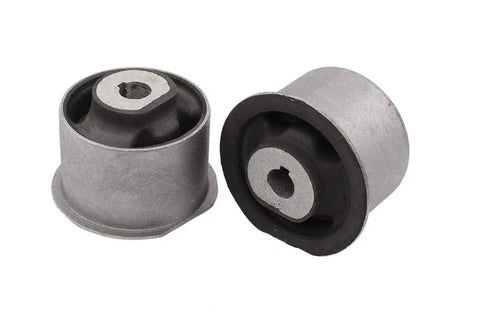 Close-up of bushings from Beefy 1 Axle Mount And 2 Axle Bushings Front Differential Mount Set For Jeep Commander 2006 2010 And Grand Cherokee 2005 2010 Black Durable Replacement Upgrade.