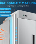 Heavy Duty Commercial Freezer Two Door Upright Reach In Stainless Steel NSF Certified 47 Cubic Feet Dual Section Interior and exterior insulation details.