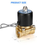 Brass Waterproof Electric Solenoid Valve Half Inch NPT DC12V Normally Closed For Water Oil Gas Air, product dimensions shown