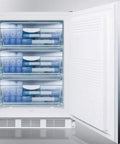 Heavy Duty Medically Certified Upright Freezer With 3.5 Cu Ft Storage And Minus 25 Degree C Low Temp Operation featuring three drawers filled with medical samples.