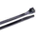 8 Inch Nylon Cable Tie 75 Lb Tensile Strength 100 Pack UV Resistant Black For Wire And Cord Management At Home Or In The Shop And Industrial Use With Double Lock Design Meets MS3367 UL Listed, showing close-up of locking mechanism.