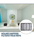 3 Pack Air Filter Replacement And Carbon Filter Set For HAPF600 Series Air Cleaners in modern room with product zoom