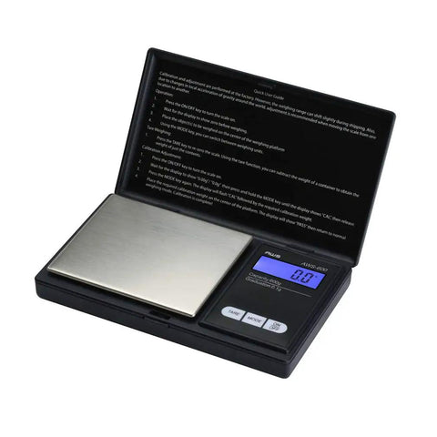 Pocket Digital Scale 600g Capacity With Zero Point One Gram Precision, LCD Display open showing measurement panel