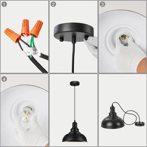 Industrial Black Pendant Lights For Hallway And Kitchen Island Farmhouse Style Hanging Light Fixture installation steps.