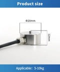 Tiny Button Type Load Cell Sensor For Weighing And Force Sensing, Tension And Compression Ready, High Precision 0.2 Percent, 20x12mm, 3m Cable, Handles 0-200kg With Easy Mounting, 20x12mm stainless steel load cell with cable
