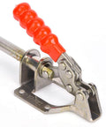 Toggle Clamp Quick Release Push Pull Type Beefy Heavy Duty Clamp With 300 Lbs Holding Capacity featuring red handle, metal body.