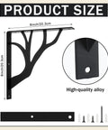 2 Pack 8 Inch Decorative Black Shelf Brackets Heavy Duty Wall Mount L Shaped Floating Shelves With Hardware For DIY Kitchen Shelving And Wall Decor With All Mounting Hardware Included For Easy Hassle Free Installs, black iron bracket, 8x8 in