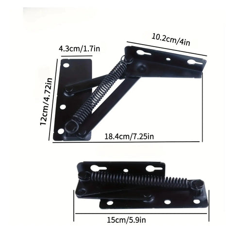 Heavy Duty Steel Spring Lift Top Hinge Set For 80 Degree Folding Cabinet Doors Sofa Beds And Furniture Durable Lift