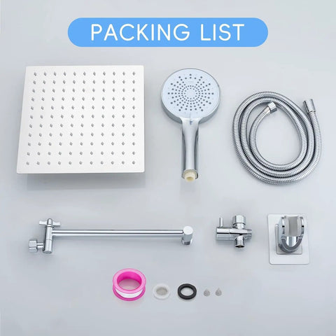 Top Shelf 10 Inch High Pressure Rain Shower Head Combo With Heavy Adjustable Arm And Versatile Five Setting Handheld Sprayer That Hits Different For Great Showers