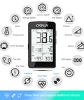 Wireless GPS Bike Computer With ANT Plus And Bluetooth Two Point Eight Inch LCD Screen IP67 Waterproof showing data icons