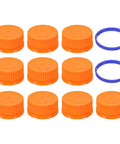 GL45 Screw Caps Set For Glass Media Bottles, 45mm, 10 Pack, Polypropylene Cover Seal Thread Caps With Orange Cap, Fits GL45 Bottles, Autoclavable Up To 140 C