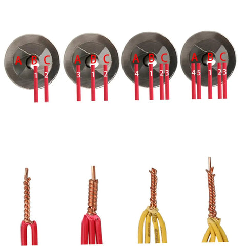 Slick Electrical Wire Stripper And Twisting Drill Adapter Built With Metric Scale For Fast Insulation Peeler And Cable Twist Setup That Works No Sweat For Daily Grind And Pro Jobs showing wire twisting results.