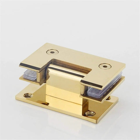 Gold Wall Mount Glass Shower Hinge For 8 To 12 Mm Glass Doors with 90 Degree Opening and Powder Coated Stainless Steel 304