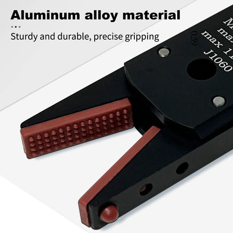 Close-up of Mini Pneumatic Parallel Gripper J1060 With Extended Jaw, aluminum alloy material, for silicone strip detection and automation