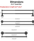 Diagram showing dimensions of Adjustable 16 To 26 Inch Double Bath Towel Bar For Bathroom SUS304 Stainless Steel Towel Holder.