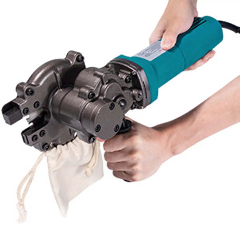 Heavy Duty 800 Watt Portable Rebar Cutter Handheld Cold Saw For Steel Pipe Cutting Machine held in a hand, showing its compact design.