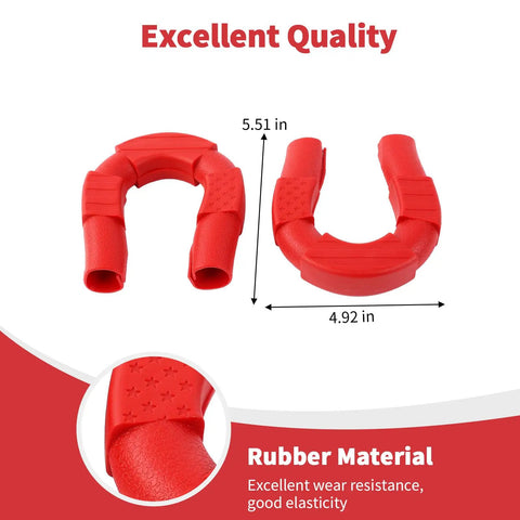 Flag Style Tow Hook Covers for 2007 to 2019 Chevy Silverado 2500 and 3500 HD Trucks - Red rubber material with dimensions