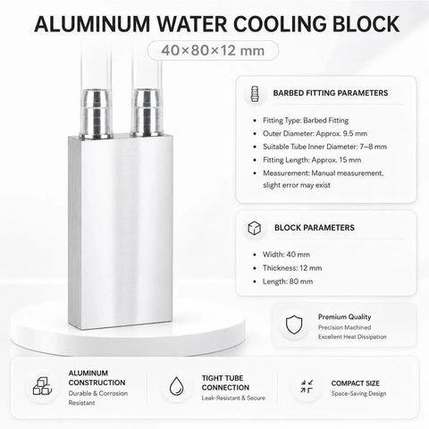 Premium Aluminum Water Cooling Block M Type Channel Liquid Heatsink For PC CPU 2 Pack on display with specifications.