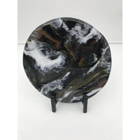 9.5 Inch Resin Marble Lazy Susan With Smooth 360 Degree Rotation For Kitchen Countertop And Dining Table Slick Black Gold White Organizer