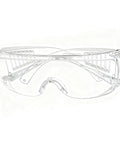 Built Tough Anti Fog Safety Glasses With Vented Side Shields And ANSI Certification Clear Protective Eyewear, front view, designed for prescription specs.