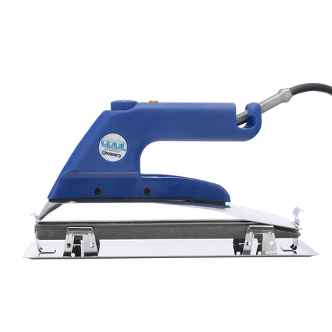 Cool Shield Heat Bond Iron Pro Grade with Double Heat Shield, up-front thermostat, S-shaped element, and comb profile.